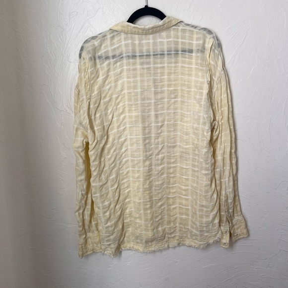 Free People Loveland plaid raw hem button down shirt size M - Picture 8 of 8